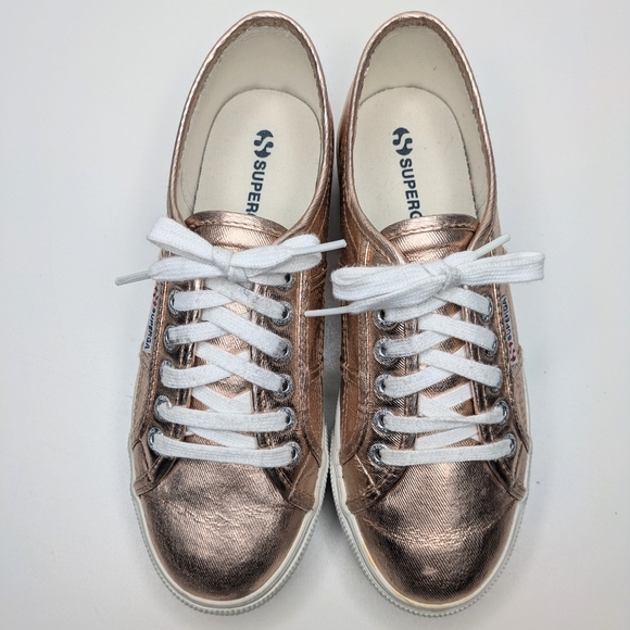 Superga Sneakers Platform Rose Gold Metallic Women's Size 8 - Picture 4 of 10
